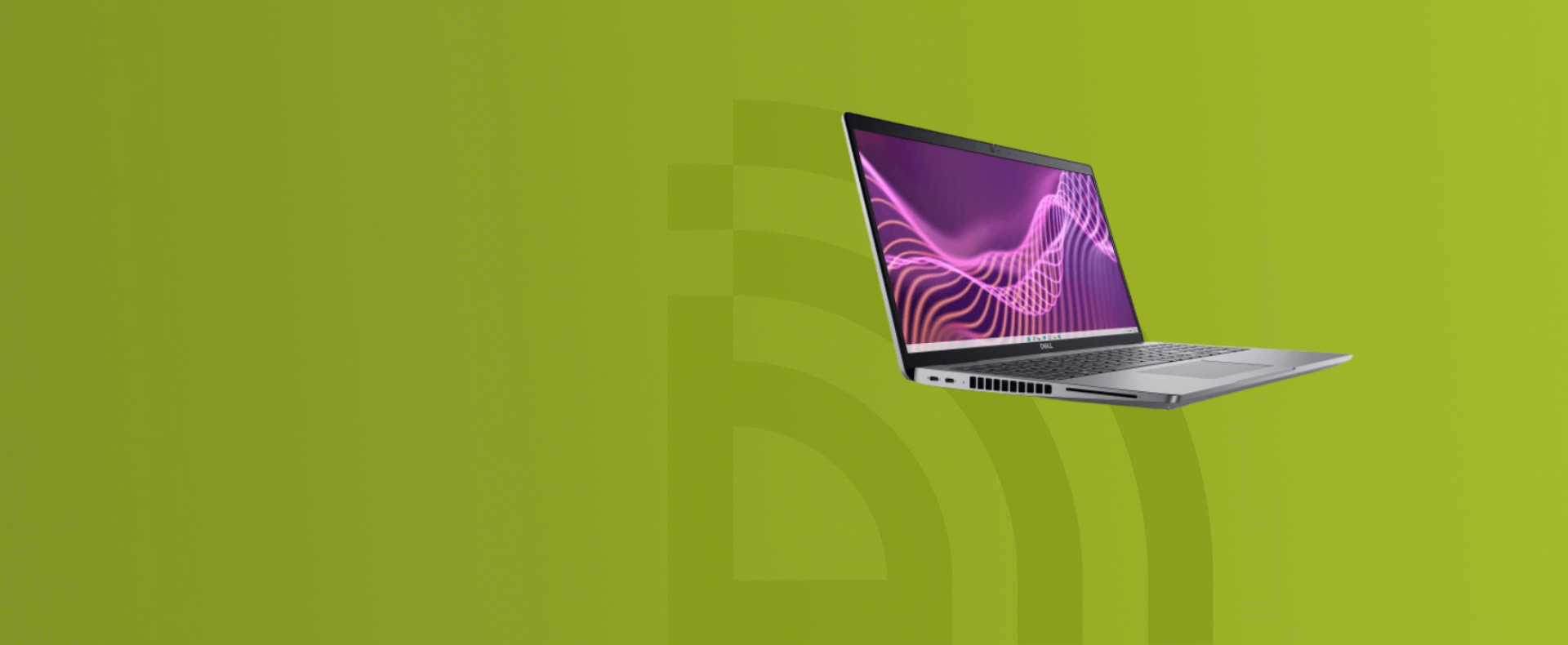 Background verde com notebook Dell Latitude