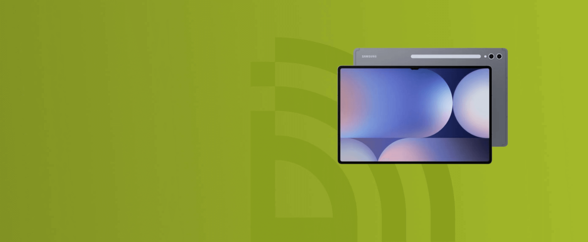 Background verde com Samsung TAB S10